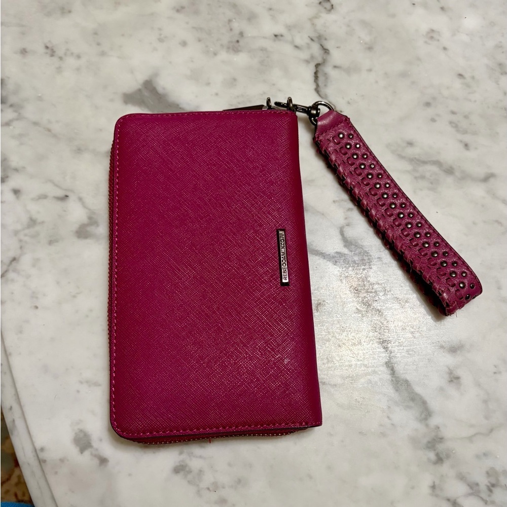 Rebecca Minkoff Fuchsia Pink Zip-Around Wristlet Wallet - Picture 2 of 8